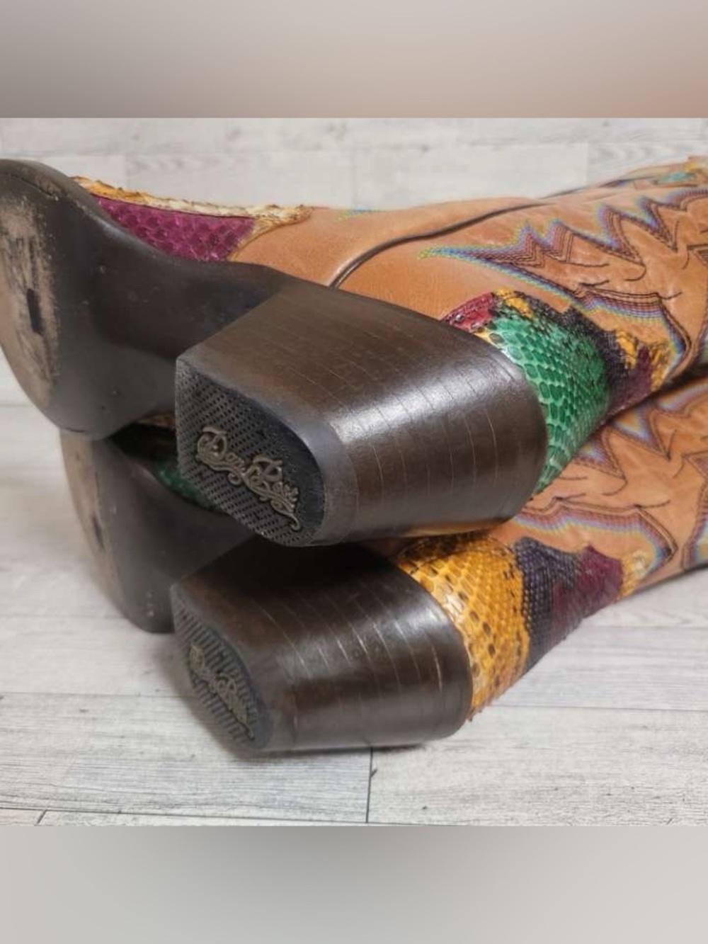 Women’s Dan Post Rainbow Python Snakeskin Leather Exotic Cowboy Boots Size 8 - Picture 10 of 12